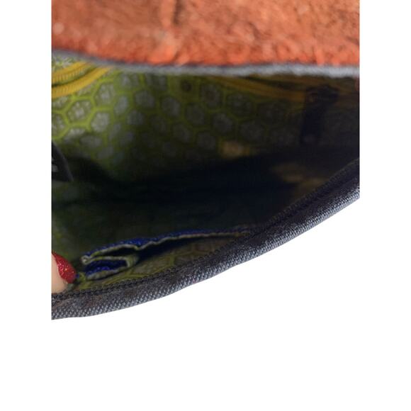 Anna Kaszer Paris Suede Handbag Clutch Purple Color Block Defects - Picture 8 of 11